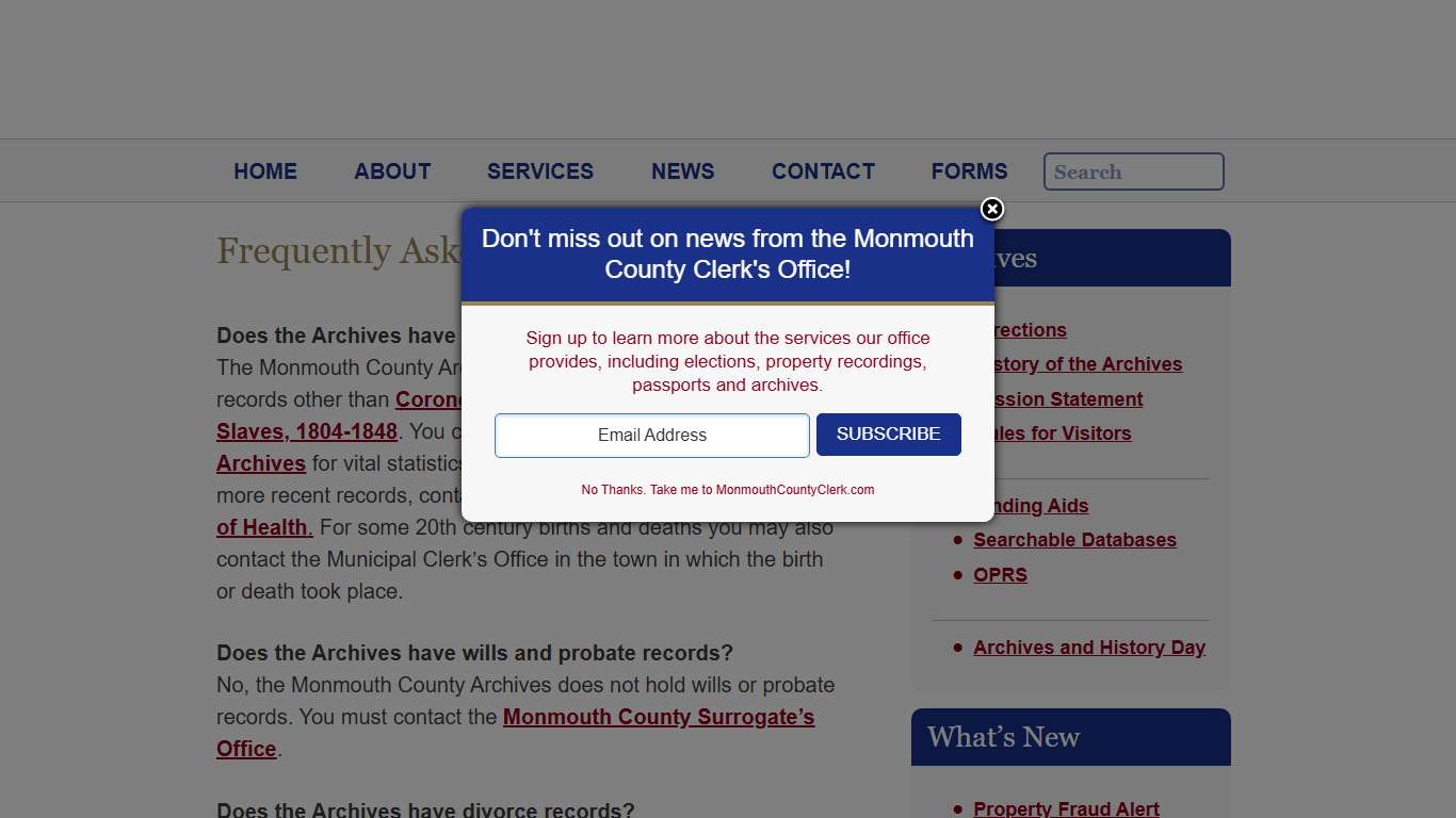 Monmouth County, NJ Clerk